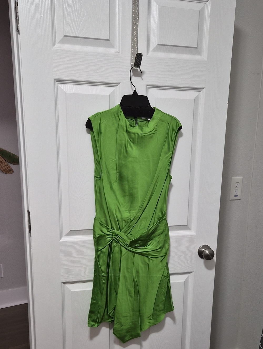 A.L.C. Lime Green Twist-Detail Sleeveless Mini Dress